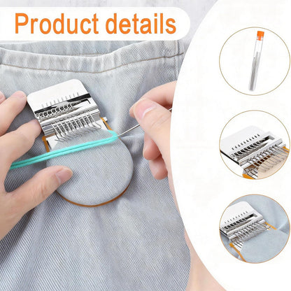 KPOAPERA Mini Darning Loom, Knit Patch Loom Kit, Type Mini Mending Tool, Convenient Darning Loom for Mending Jeans Socks Clothes, DIY Makes Beautiful Stitching - 1PCS (12 Hooks)