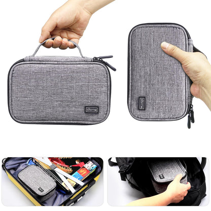 sisma Travel Electronics Organizer Small Carrying Case for Cables Phone Chargers USB Plugs Power Cords Earbuds Adapter Tech Accessories Pouch -Grey