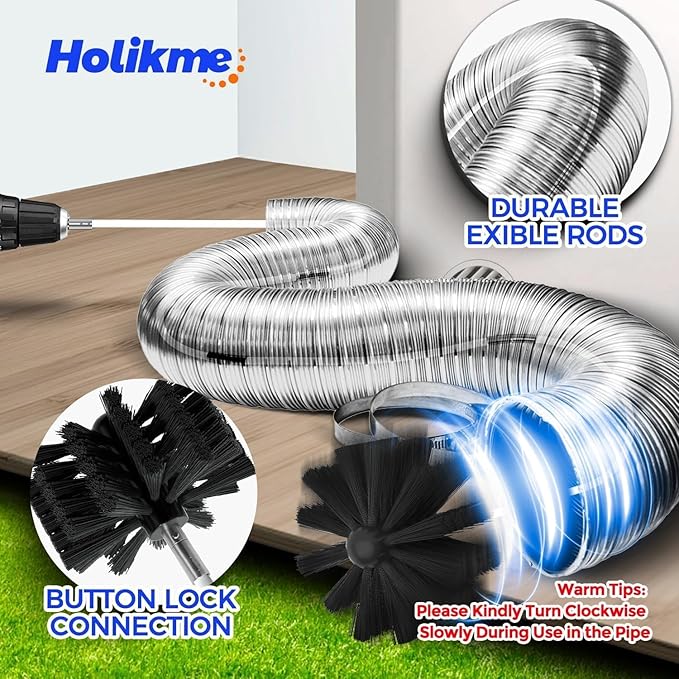 Holikme 25 Feet Dryer Vent Cleaner Kit, Flexible Lint Brush