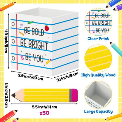 CJiangpo 51Pcs Back to School Pencil Flip Name Sticks with Wooden Notebook Line Holder, Talking Flip Name Sticks for Classroom Management Educational Learning Activity Grouping Back to School Supply