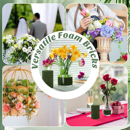 Hahood 18 Packs Round Floral Foam Blocks Green Wet Dry Flower Foam Bricks 3.15 Inch DIY Flower Arrangement Supplies Kit Florist Block for Aisle Flowers Wedding Party Decorations