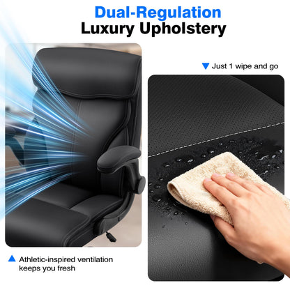 AreShark Office Chair - Executive High Back Breathable Comfy Desk Chair with Lumbar Support - Ergonomic Leather Rolling Swivel Computer Chair with Rock Function for Working Studying Gaming Relaxing
