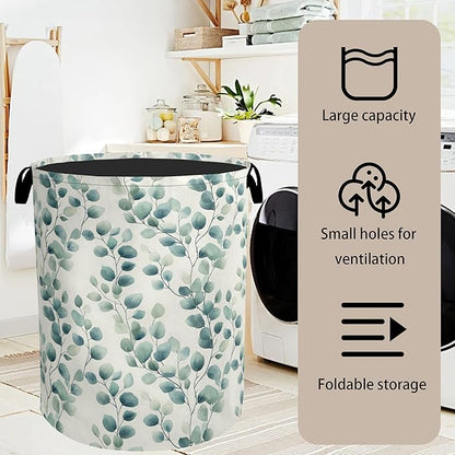 Sage Green Plant Large Clothes Hamper Bag