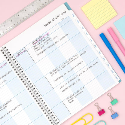 Blue Sky 2026-2027 Weekly and Monthly Academic Year Teacher Lesson Planner Calendar, July 2026 - June 2027, 8.5" x 11", Clear Pocket Cover, Wirebound, Laminated Tabs, Storage Pocket, Dots