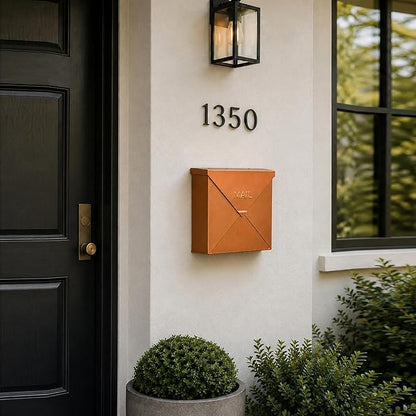 NACH Mailboxes for Outside Wall Mount, 10 x 10 x 4 inch Antique Copper Mail Boxes for House Outside, Waterproof Mailboxes for Outside - Chicago Style Mail Box