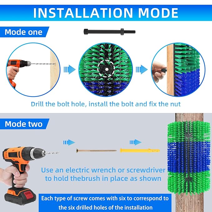 Extra Large Size Livestock Scratching Brush, Upgraded Horse/Goat/Cow/Cattle Scratcher Brush for Grooming, Itch Relief Horse Scratcher Brushes Kit with Two Sets of Mounting Screws(8-Pack,Green)