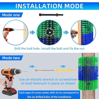 Extra Large Size Livestock Scratching Brush, Upgraded Horse/Goat/Cow/Cattle Scratcher Brush for Grooming, Itch Relief Horse Scratcher Brushes Kit with Two Sets of Mounting Screws(4-Pack,Green)