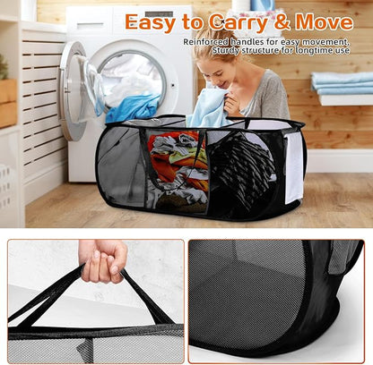 Foldable Laundry Baskets, Collapsible Mesh Laundry Hamper, Durable Pop Up