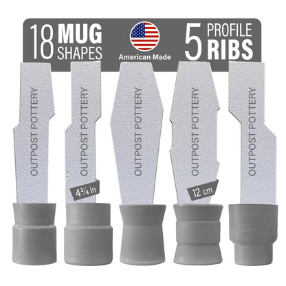 OUTPOST POTTERY Profile Ribs - Precision Pottery Rib Tools Made W/Durable PLA for Consistent Shapes, Floating Designs & Accurate Craft - Texture & Trimming Tools (Angular Bundle)