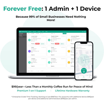 ANVIZ Time Clocks for Employees Small Business - Forever Free Cloud Software - W1 Pro Fingerprint Biometric Clock in and Out Attendance Machine, White
