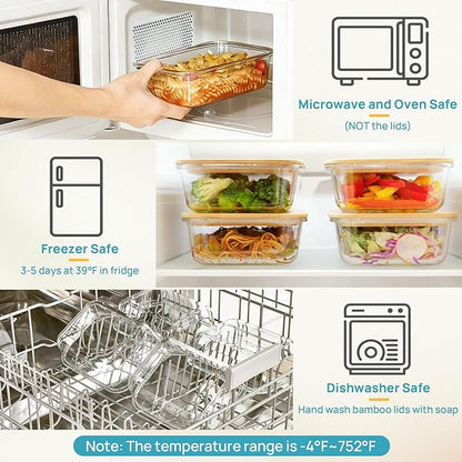 Vtopmart 5 Pack 35oz Glass Containers