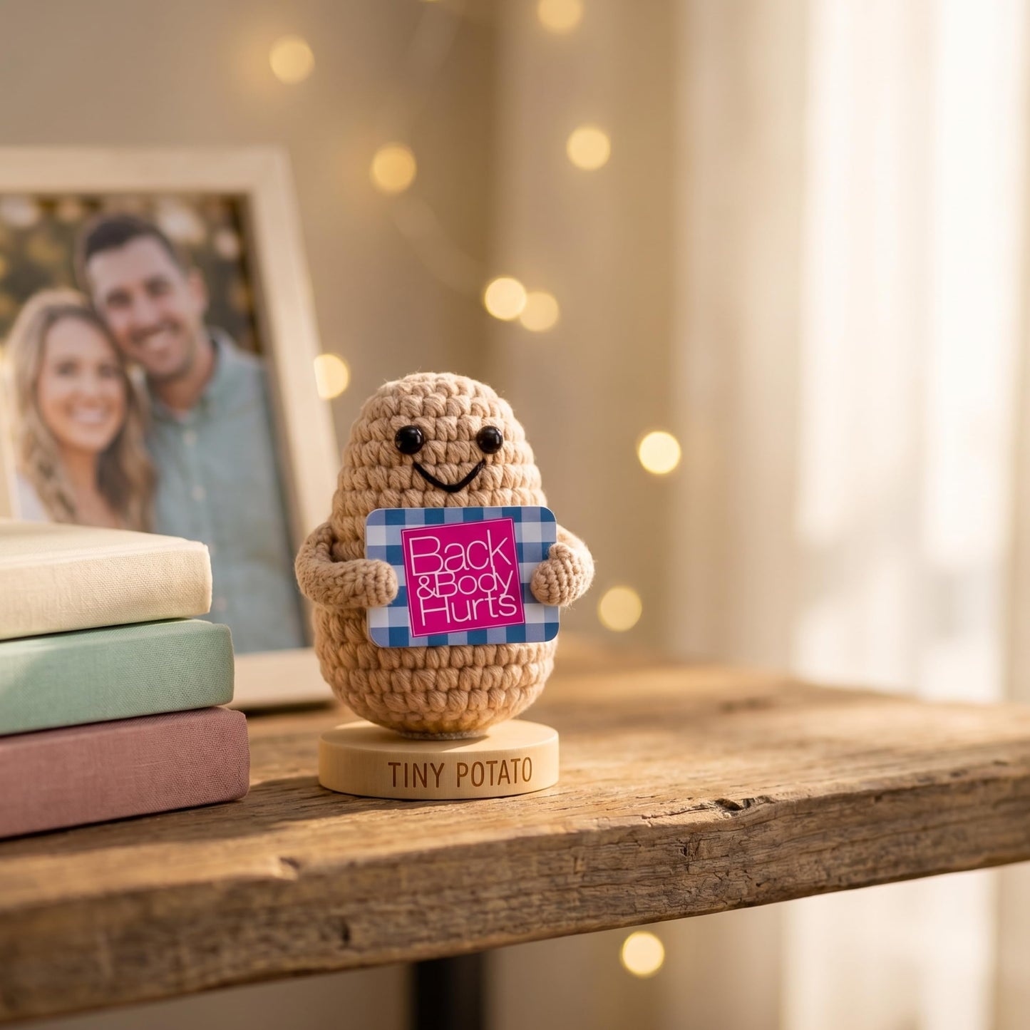 Back and Body Hurts Positive Crochet Potato - Funny Gag Gifts for Women Men Coworkers - Handmade Desk Buddy & Office Gift - Funny Birthday, Get Well and Goodbye Gifts for Coworkers, Best Friends