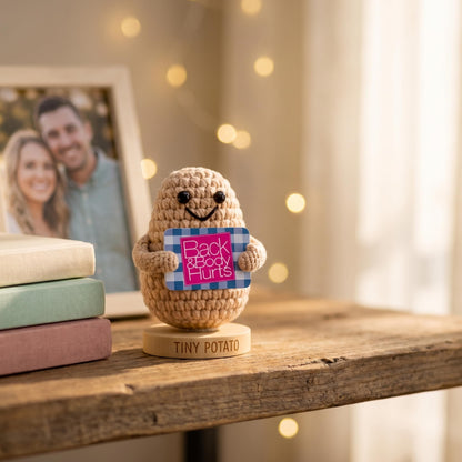 Back and Body Hurts Positive Crochet Potato - Funny Gag Gifts for Women Men Coworkers - Handmade Desk Buddy & Office Gift - Funny Birthday, Get Well and Goodbye Gifts for Coworkers, Best Friends