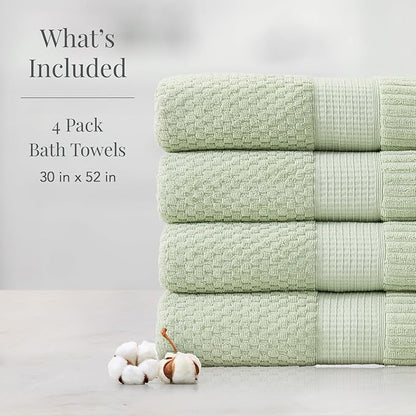 NY Loft 100% Cotton 4 Pack Bath Towel Set| Super Soft & Absorbent Quick-Dry