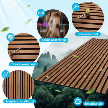 Art3d 4-Pack 47x23.6 Inch Acoustic Panels with Wood Slat Design - Soundproof Wall Panel for Office, Gaming Room & Studio, Ideal for Streamers, Home Workers & Recent Movers, Walnut