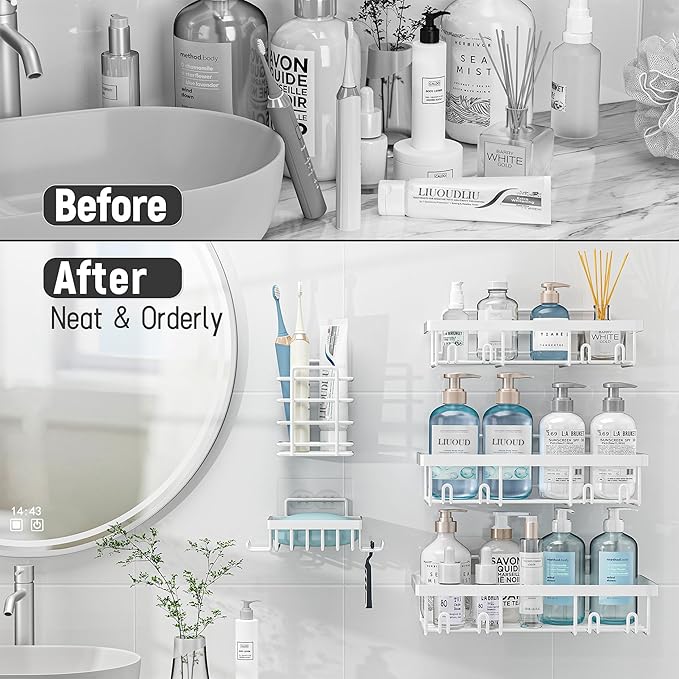 5 Pack Shower Caddy Organizer Rack Shelf