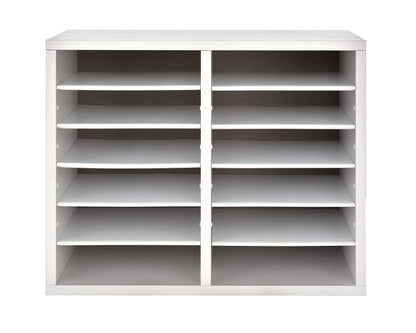 AdirOffice Wooden Literature Organizer Sorter (12 Compartment, White) Wooden Literature Organizer Sorter (16 Compartment, White) Bundle
