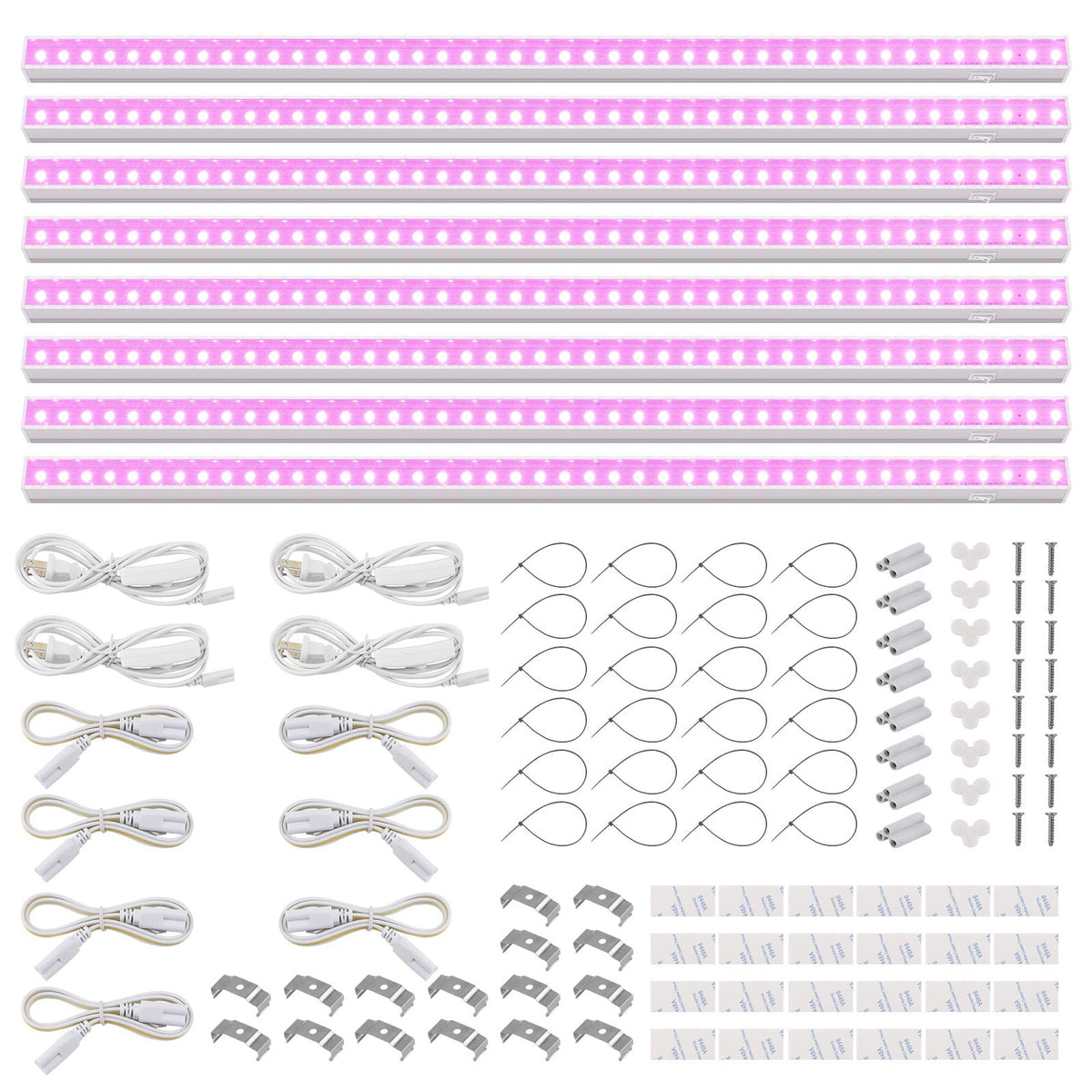 Barrina LED Grow Light Strip, Full Spectrum, 4ft 160W, 8-Pack,well-designed Aluminum, Pink