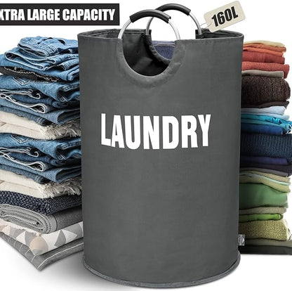DOKEHOM 160L XX-Large Laundry Basket, Collapsible Laundry Bag, Foldable Laundry