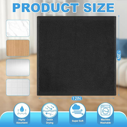 12 Pack 100% Cotton Wash Cloth, 12x12 Inch Highly Absorbent and Soft Feel