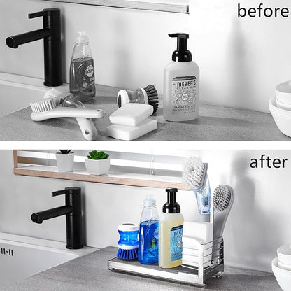 Wipe-Free Sink Organizer with Drying Stone, Instant Dry Sink Caddy Organizers