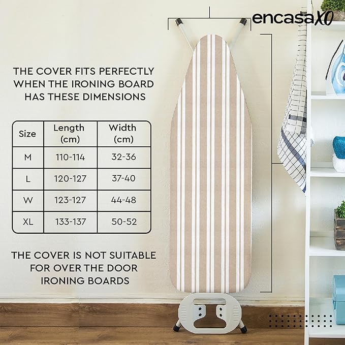 Encasa XO Ironing Board Cover and Pad 54"x15" - 4mm Felt Large Iron Board Cover