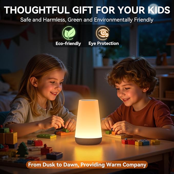Auxmir Rechargeable LED Night Light, Touch & Remote Control Bedside Lamp with 13 Colors, 5 Brightness Levels, Portable Table Lamp for Kids Baby Nursery, Bedroom, Bathroom, Camping, Dark Brown