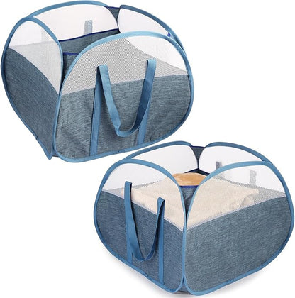2 Pack Collapsible Laundry Baskets, 90L Large Foldable Laundry Basket, Pop Up