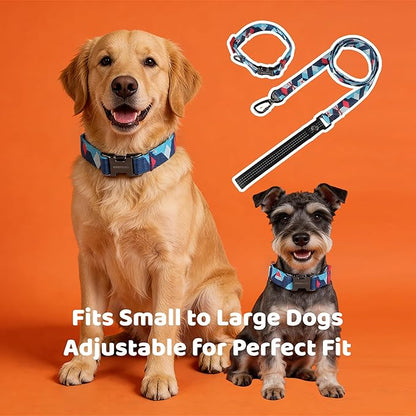 EVERKING Dog Collar & Leash Set for Everyday Walking | Matching adjustable collar and leash set with reflective handle and heavy-duty hardware for comfortable everyday dog walks.