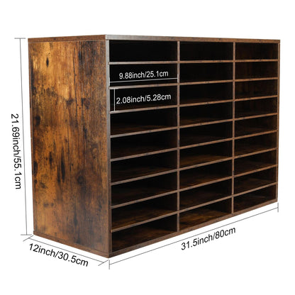 EasyPAG 27 Compartments Wooden Literature Organizer with Adjustable Shelves, 13500 Sheets Capacity Paper Organizer, Classroom Mailbox and Mail Sorter for Teachers and Office, Archaize