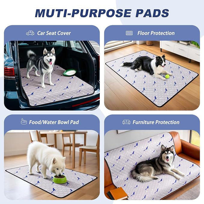 WanpeeGoo Washable Pee Pads for Dogs, 2Pack Reusable Puppy Pads, Super Absorbent & Leakproof Dog Pads, Anti-Slip Dog Pee Pads for Puppy Training & Incontinence, Dolphin Pattern 36"x41"