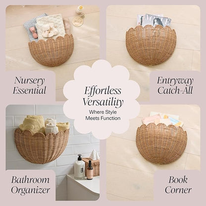 BEBE BASK Scalloped Wicker Hanging Basket