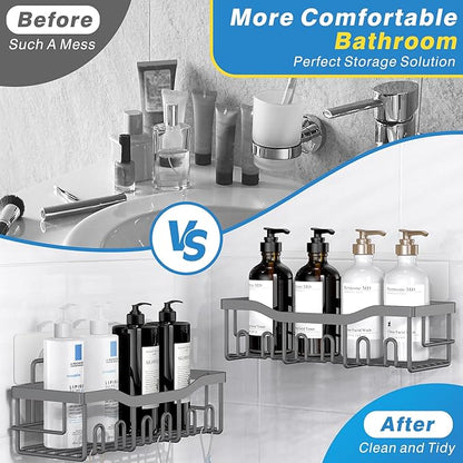 EUDELE 5-Pack Rustproof Stainless Steel Shower Caddy – No Drill Adhesive