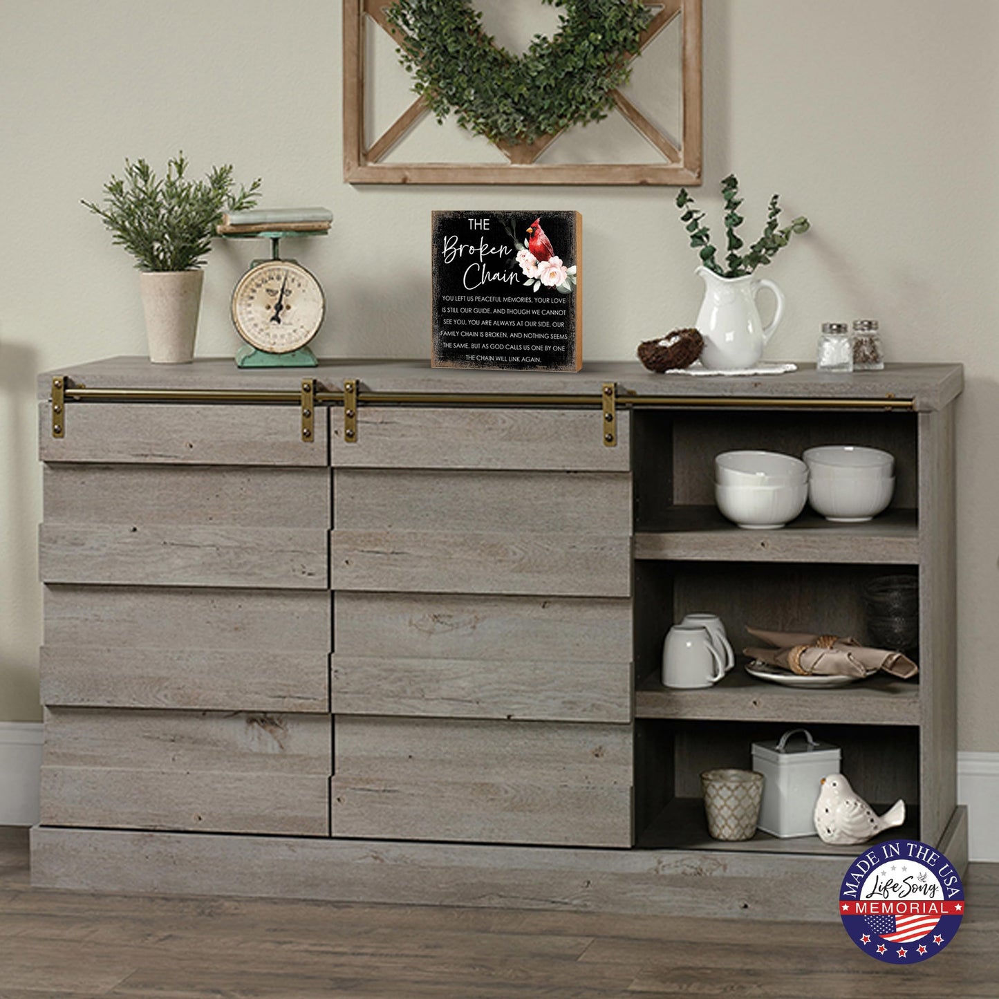 LifeSong Milestones Wooden Memorial Shelf Décor & Tabletop Signs | Loving Memory Gifts | Handcrafted Keepsakes (The Broken Chain (Black))