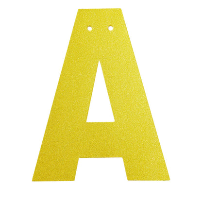 Blue Panda Custom Banner Kit - 126 Pieces, Gold Glitter, Letters A-Z & Numbers 0-9 with Stars, Hearts & 3 Strings - DIY Banner Gold, Create Your Own Garland & Personalized Party Decor