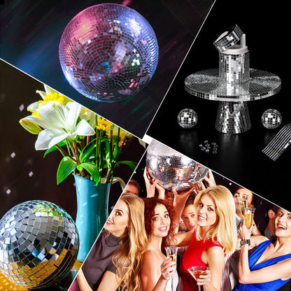 LONGKING 5664 Pieces Self-Adhesive Mirror Tiles, Square Mirror Stickers Mosaic Tiles, Glass DIY Craft Decoration, Disco Ball Tiles (Silver, A Large Roll)