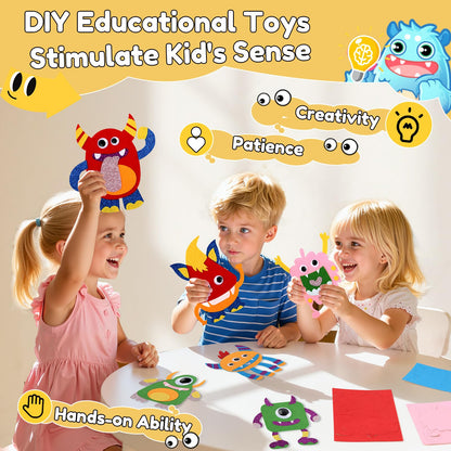YOTOY Felt Sewing Kit for Kids - Toddler Arts & Crafts for Ages 3-5 - Girls Boys 4-6 Birthday Gift - DIY Beginner Needle and Thread Kit - DIY Kid Craft Activities Ages 3 4 5 6 Years