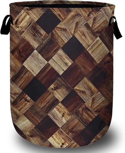 Wood Grain Laundry Basket, Foldable Tree Stump Laundry Hamper Tote Bag Dirty
