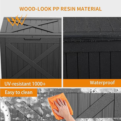 32 Gallon X Patten Outdoor Storage Box Weather Resistant UV Protection Waterproof Resin Deck Box for Garden, Patio, Porch, Delivery(Black-X)