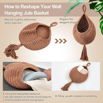 Honeydak Boho Decor Hanging Wall Baskets
