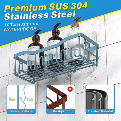 EUDELE 5-Pack Rustproof Stainless Steel Shower Caddy – No Drill Adhesive