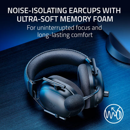 Razer BlackShark V2 Pro Wireless PlayStation Gaming Headset: 50mm Drivers - Super Wideband Mic - Noise Isolating Earcups - For PS5, Nintendo Switch 2, PC, Mac - Bluetooth, USB-C - 70hr Battery – Black