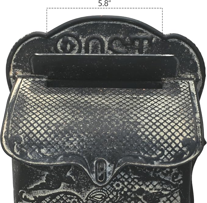 BIG FORTUNE Wall Mount Mailbox for House Outside Vintage Metal Door Mailbox Antique Style Nostalgic Charm Home Decor Garden Vintage English Cottage Decor Flower Patter(Black)