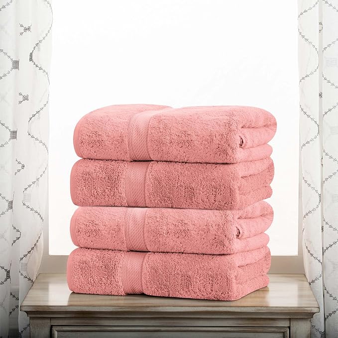 Superior Egyptian Cotton Pile Bath Towel Set of 4, Ultra Soft Luxury Towels