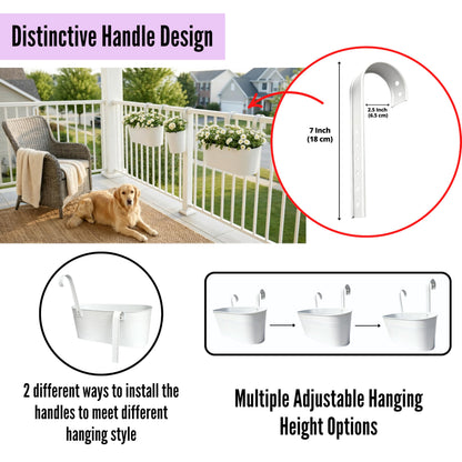 LaLaGreen 11.8 Inch Rail Planter (9-PIECE Combo Set) White Metal Outdoor Railing Fence Planters, Modern Plants Hanging Balcony Gardening for Apartment Garden Style Iron Patio Flower Pots Deck Porch