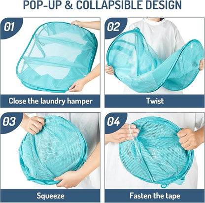 Seiritex Mesh Popup Laundry Hamper 3 Compartment Sortable Horizontal