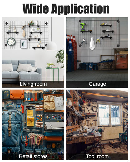 Alffun 6 Pack Gridwall Shelf with Metal Brackets, 16"x 8" Wooden Gridwall Shelves Heavy Duty Gridwall Shelving Organizer Accessories for Garage, Visualizer, Workbench and Bitchenette (16x8x0.6)