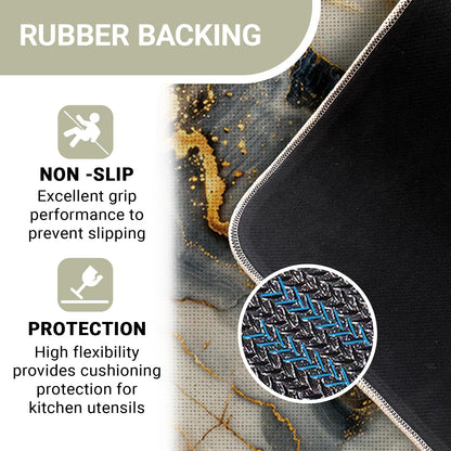 Livcoz Black White Gold Marble Texture Kitchen Rugs Set of 2, Modern Abstract Fluid Art Floor Mats Home Decor, Luxury Stone Door Mat Decorations - 17x29 and 17x47 Inches