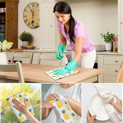 R HORSE 5Pcs Pineapple Kitchen Dish Towel Set Fruit Theme Absorbent Drying