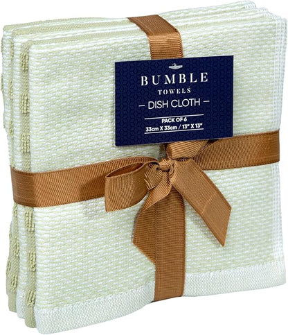 Bumble Premium Dish Cloths 13"x13" | 100% Natural Ring Spun Cotton | 400 GSM |